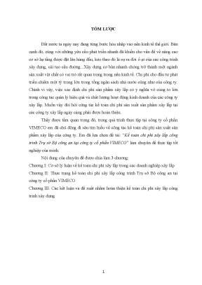 Luận văn thạc sĩ tmu các chi phí xây lắp phát sinh tại công trình trụ sở bộ công an tại ctcp vimeco