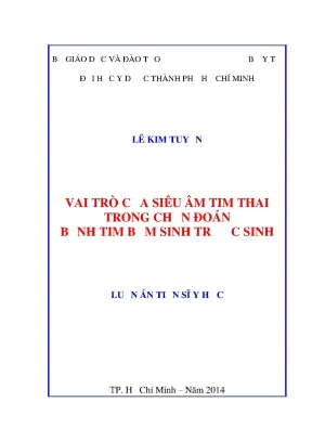 Luận án tiến sĩ vai trò của siêu âm tim thai trong chẩn đoán bệnh tim bẩm sinh trước sinh