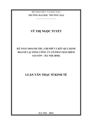 Luận văn thạc sĩ tmu kế toán doanh thu chi phí và kết quả kinh doanh tại tổng công ty bảo hiểm sài gòn hà nội bsh