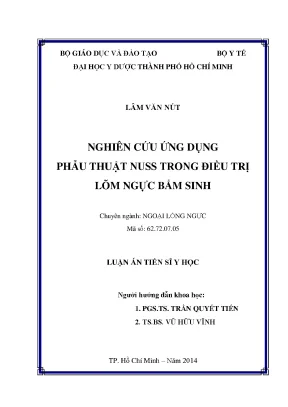 Luận án tiến sĩ nghiên cứu ứng dụng phẫu thuật nuss trong điều trị lõm ngực bẩm sinh