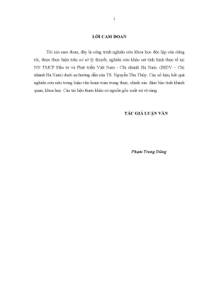 Luận văn thạc sĩ tmu giải pháp nâng cao chất lượng tín dụng tại ngân hàng tmcp đầu tư và phát triển việt nam chi nhánh hà namư