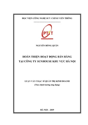 Luận văn thạc sĩ hoàn thiện hoạt động bán hàng tại công ty sunhouse khu vực hà nội