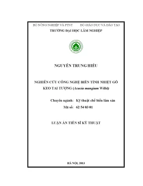 Luận án tiến sĩ nghiên cứu công nghệ biến tính nhiệt gỗ keo tai tượng acacia mangium willd