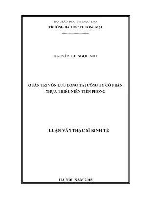 Luận văn thạc sĩ tmu quản trị vốn lưu động tại công ty cổ phần nhựa thiếu niên tiền phong