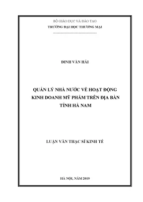 Luận văn thạc sĩ tmu quản lý nhà nước về kinh doanh mỹ phẩm trên địa bàn tỉnh hà nam