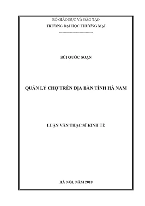 Luận văn thạc sĩ tmu quản lý chợ trên địa bàn tỉnh hà nam