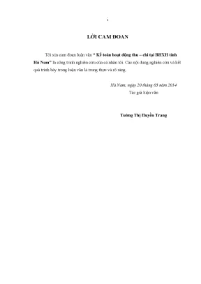 Luận văn thạc sĩ tmu kế toán hoạt động thu chi tại bhxh tỉnh hà nam001