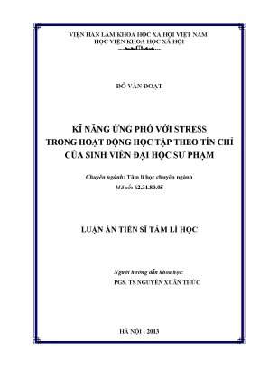 Luận văn thạc sĩ kĩ năng ứng phó với stress trong hoạt động học tập theo tín chỉ của sv đhsp
