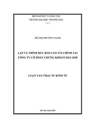 Luận văn thạc sĩ tmu lập và trình bày báo cáo tài chính tại công ty cổ phần chứng khoán dầu khí