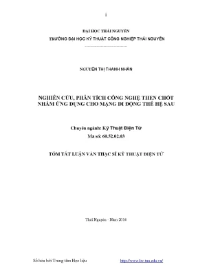 Luận văn thạc sĩ nghiên cứu phân tích công nghệ then chốt nhằm ứng dụng cho mạng di động thế hệ sau