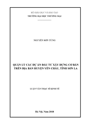 Luận văn thạc sĩ tmu quản lý các dự án đầu tư xây dựng cơ bản trên địa bàn huyện yên châu tỉnh sơn la