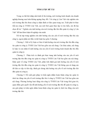 Luận văn tốt nghiệp tmu nghiên cứu ảnh hƣởng của môi trƣờng đặc thù đến quản trị công ty lửa việt