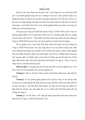 Luận văn tốt nghiệp tmu hoàn thiện triển khai chiến lược phát triển thị trường tại công ty tnhh well system vina
