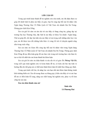 Luận văn tốt nghiệp tmu hoạt động tín dụng tại ngân hàng tmcp quốc tế việt nam chi nhánh hai bà trƣng pgd kim đồng