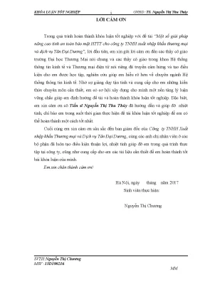 Luận văn tốt nghiệp tmu một số giải pháp nâng cao tính an toàn bảo mật httt cho công ty tnhh xuất nhập khẩu thƣơng mại và dịch vụ tân đại dƣơng