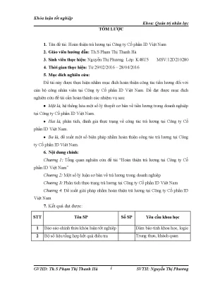 Luận văn tốt nghiệp tmu hoàn thiện trả lƣơng tại công ty cổ phần id việt nam