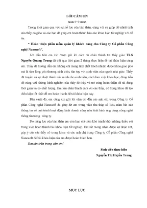 Luận văn tốt nghiệp tmu hoàn thiện phần mềm quản lý khách hàng cho công ty cổ phần công nghệ nanosoft