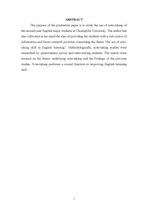 Luận văn tốt nghiệp tmu note taking the use of note taking skill in english listening