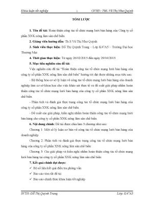 Luận văn tốt nghiệp tmu hoàn thiện công tác tổ chức mạng lƣới bán hàng của công ty cổ phần xnk nông lâm sản chế biến