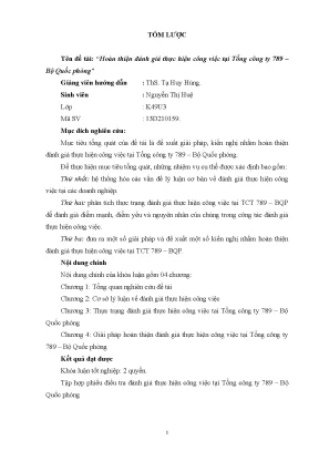 Luận văn tốt nghiệp tmu hoàn thiện đánh giá thực hiện công việc tại tổng công ty 789 bộ quốc phòng