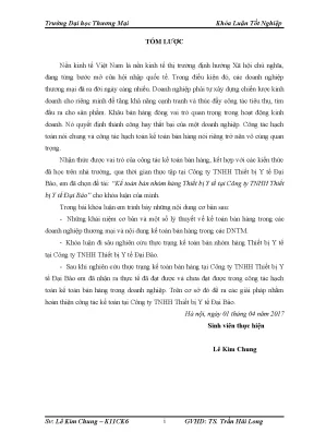 Luận văn tốt nghiệp tmu kế toán bán nhóm hàng thiết bị y tế tại công ty tnhh thiết bị y tế đại bảo