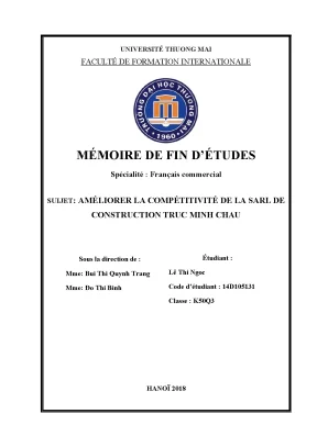 Luận văn tốt nghiệp tmu des solutions pour améliorer la compétitivité de la sarl truc minh chau