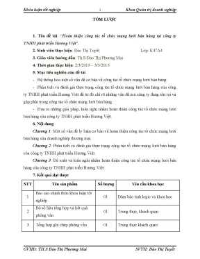 Luận văn tốt nghiệp tmu hoàn thiện công tác tổ chức mạng lƣới bán hàng tại công ty tnhh phát triển hƣơng việt