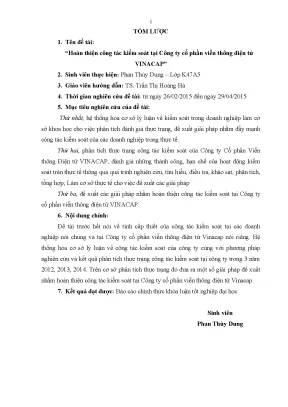 Luận văn tốt nghiệp tmu hoàn thiện công tác kiểm soát tại công ty cổ phần vi n thông điện tử vinacap