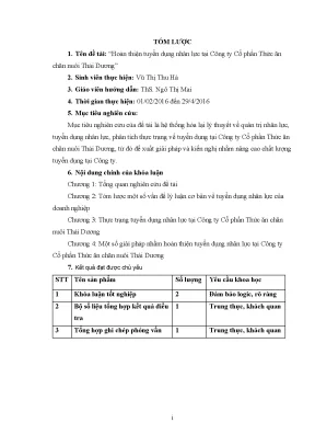 Luận văn tốt nghiệp tmu hoàn thiện tuyển dụng nhân lực tại công ty cổ phần thức ăn chăn nuôi thái dƣơng