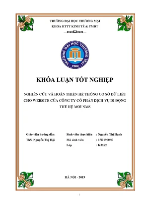 Luận văn tốt nghiệp tmu nghiên cứu và hoàn thiện hệ thống cơ sở dữ liệu cho website của công ty cổ phần dịch vụ di động thế hệ mới nms