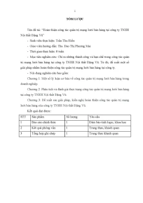 Luận văn tốt nghiệp tmu hoàn thiện công tác quản trị mạng lưới bán hàng tại công ty tnhh nội thất đặng vũ