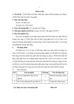 Luận văn tốt nghiệp tmu hoàn thiện triển khai chiến lƣợc phát triển thị trƣờng của công ty tnhh phát triển hạ tầng công nghệ