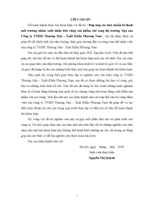 Luận văn tốt nghiệp tmu đáp ứng các tiêu chuẩn kĩ thuật môi trƣờng nhằm xuất khẩu bền vững sản phẩm chè sang thị trƣờng nga của công ty tnhh thƣơng mại xuất kh