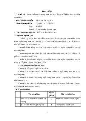 Luận văn tốt nghiệp tmu hoàn thiện tuyển dụng nhân lực tại công ty cổ phần thức ăn chăn nuôi vina