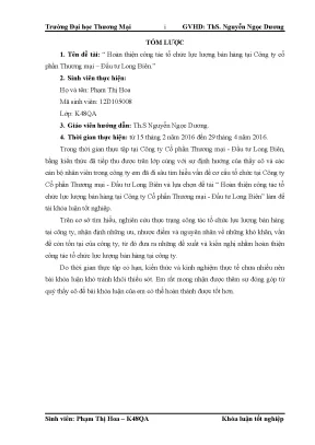 Luận văn tốt nghiệp tmu hoàn thiện công tác tổ chức lực lƣợng bán hàng tại công ty cổ phần thƣơng mại đầu tƣ long biên