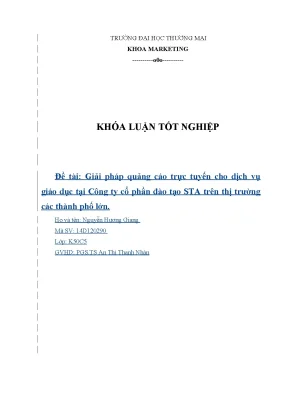 Luận văn tốt nghiệp tmu giải pháp quảng cáo trực tuyến cho dịch vụ giáo dục tại công ty cổ phần đào tạo sta trên thị trường các thành phố lớn