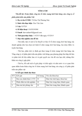 Luận văn tốt nghiệp tmu hoàn thiện công tác tổ chức mạng lƣới bán hàng của công ty cổ phần phát triển sản phẩm việt