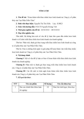 Luận văn tốt nghiệp tmu hoàn thiện triển khai chiến lược kinh doanh tại công ty cổ phần thủy sản vạn phần diễn châu