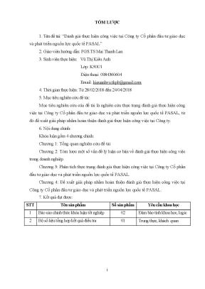 Luận văn tốt nghiệp tmu đánh giá thực hiện công việc tại công ty cổ phần đầu tƣ giáo dục và phát triển nguồn lực quốc tế pasal