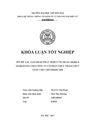Luận văn tốt nghiệp tmu giải pháp phát triển ứng dụng mobile marketing cho công ty cổ phần thực phẩm chức năng việt vietmedicare