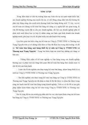 Luận văn tốt nghiệp tmu kế toán bán hàng mặt hàng thiết bị vệ sinh tại công ty tnhh xnk và thƣơng mại trạng nguyên