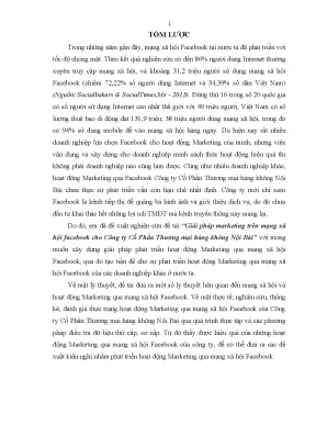 Luận văn tốt nghiệp tmu giải pháp marketing trên mạng xã hội facebook cho công ty cổ phần thương mại hàng không nội bài
