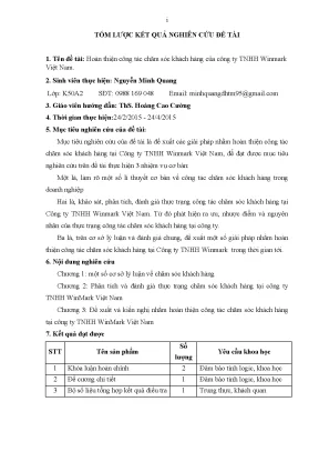 Luận văn tốt nghiệp tmu hoàn thiện công tác chăm sóc khách hàng của công ty tnhh winmark việt nam