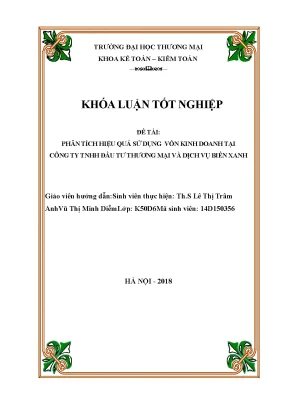 Luận văn tốt nghiệp tmu phân tích hiệu quả sử dụng vốn kinh doanh tại công ty tnhh đầu tƣ thƣơng mại và dịch vụ biển xanh