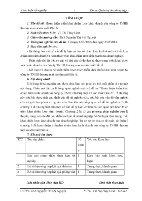 Luận văn tốt nghiệp tmu hoàn thiện triển khai chiến lƣợc kinh doanh của công ty tnhh thƣơng mại và sản xuất bắc á