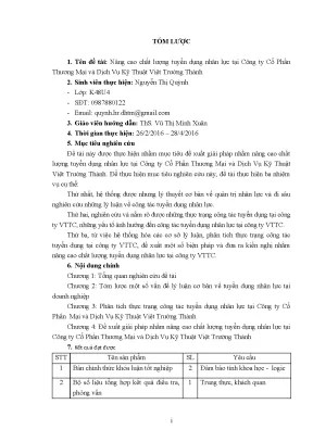 Luận văn tốt nghiệp tmu nâng cao chất lượng tuyển dụng nhân lực tại công ty cổ phần thương mại và dịch vụ kỹ thuật việt trường thành