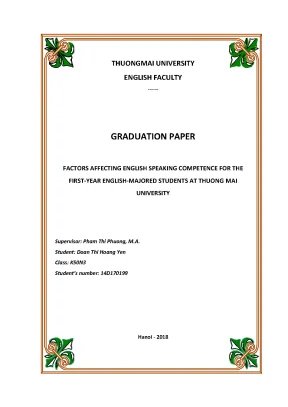 Luận văn tốt nghiệp tmu factors affecting english speaking competence for the first year english majored students at thuong mai university