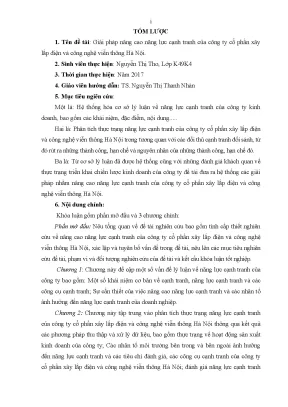 Luận văn tốt nghiệp tmu giải pháp nâng cao năng lực cạnh tranh của công ty cổ phần xây lắp điện và công nghệ vi n thông hà nội