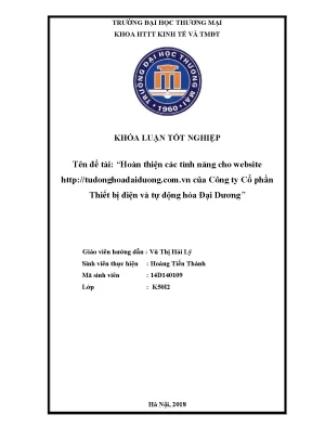 Luận văn tốt nghiệp tmu hoàn thiện các t nh năng cho website httptudonghoadaiduong com vn của công ty cổ phần thiết bị điện và tự động hóa đại dƣơng