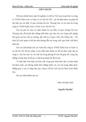 Luận văn tốt nghiệp tmu kế toán doanh thu tại công ty tnhh kiểm toán và dịch vụ tƣ vấn hà nội